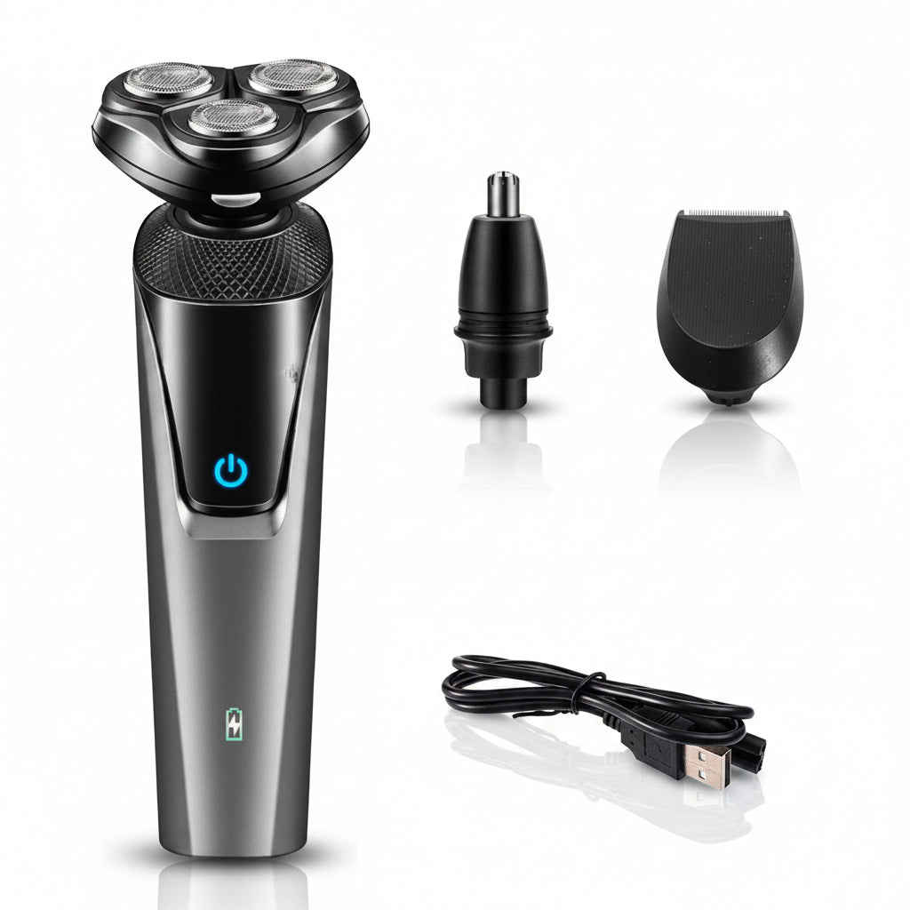 Electric Shaver Mens Razor Rotary Waterproof Pop-Up Beard Trimmer Wet Dry Cordless Nose Hair Clipper Barber Shaving Machine